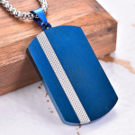 Meeste harjatud ruuduline kahev&auml;rviline militaarbr&auml;ndi ripats, galvaniseeritud roostevabast terasest kaelakee 60cm