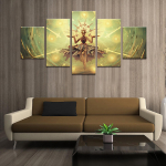 Kodukaunistuse plakat HD-pildid Prindid L&otilde;uend 5-osaline Modulaarne Zenyatta Overwatch M&auml;ng Elutuba Dekoratiivne maal, raamitud ilma raamita 20x35cm*2 20x45cm*2 20x55cm*1