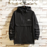Pullover pooleldi t&otilde;mblukuga laetud riided &otilde;hukesed kapuutsiga mantel meeste kevad- ja s&uuml;gisstiilis meeste jope XXXXXL must