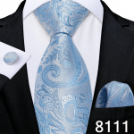 Helesinised Paisley triibulised siidist lipsud meestele Taskur&auml;tt Mansetin&ouml;&ouml;bid Pulmatarvikud Kaelalipsu komplekt Kingitus meestele DiBanGu N-8111