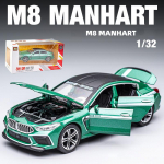 1/32 Scale M8 Manhart Diecast automudeli m&auml;nguasi, tagasit&otilde;mmatav m&auml;nguasi koos heli ja valgusega lastele V&auml;ikelastele poistele T&uuml;drukutele 1/32-16x6.3x5.1cm