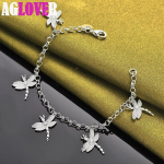 925 Sterling Silver Five Dragonfly AAA tsirkoonist ripatsiga k&auml;ev&otilde;ru ehted 20cm