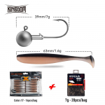Kingdom 20tk Jig Head Pehmed landid Combo Fishing Bait 50mm 63mm 5g 7g Worm Lures Kunsts&ouml;&ouml;dad Jig Swim Crankbait T-Tail P&uuml;&uuml;gitarbed Swimbait bait-50mm+jig-5g