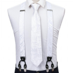 Fashion 6 Clip Meeste lipsuhoidjad 3,5 cm Reguleeritava laiusega elastne rihm Punased traksid Suspender Siidist lipsukomplekt BJ-2006,N-1163