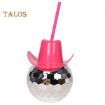 Joogitass Suure mahutavusega joogivee galvaniseerimine Kasulik 20 untsi kaasaskantav kokteilimahla kruus Disco Ball Straw Cup kontorisse roosa punane v&auml;rv