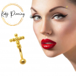 KODY PIERCING 18K kullatud gooti stiilis rist augustamine kulmude kaare ja kuuliga &ndash; kvaliteetne augustamine