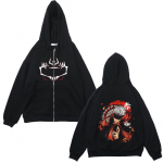 Anime T&otilde;mblukuga jakid Jujutsu Kaisen Print Pusad Satoru Gojo Print fliisist kapuutsid Manga vabaaja mantlid T&auml;navar&otilde;ivad Y2K riided L