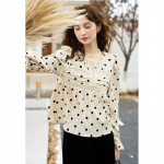 Mishow naiste pluus 2024, uus prantsuse stiilis t&auml;piline laineline varrukas, ni&scaron;&scaron; disain, vaba kaelusega pullover topsid MXC46X1317 S