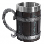 Youshengi 550 ml vaaditass k&auml;epidemega, suure mahutavusega simuleeritud puidust t&uuml;nniga Creative Resin Viking &otilde;llekruus baarile must