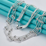 URMYLADY 925 Sterling Silver Multi Snake ketiga kuulhelmed 18 tolli v&otilde;lu kaelakee naistele pulmapeo moeehted 45cm