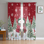 J&otilde;ulukardin Puu Lumememm Punarind Marjad T&uuml;llkardin &Otilde;hukesed Volangid Kardinad Elutuppa Kodu Kaunistus Draping Paneel 135W x 114H(cm)