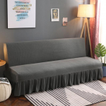 Veniv žakaarmadrats-diivanvoodi kate seelikuga, k&auml;etugedeta diivani pealiskate, m&ouml;&ouml;blikaitse, v&auml;ikesed ruudud, masinpestav L 180-200cm