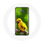Rohelise taustaga &uuml;mbris Samsung Galaxy J5 Yellow Parakeet Birds jaoks