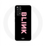 Coque pour Xiaomi Redmi Note 11S Blink Fandom Blackpink Logo Rose Fond Noir