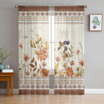 S&uuml;gisene taim lilled pastoraalne stiil Retro magamistuba l&auml;bipaistev l&auml;bipaistev kardinad p&uuml;hadekaunistus aken Voile t&uuml;llkardin 135W x 114H(cm)