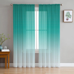 T&uuml;rkiissinine Gradient T&uuml;llkardinad Elutuba K&ouml;&ouml;k &Scaron;ifoonkardin Magamistuba R&otilde;du L&auml;bipaistev Kardin Moodne Kodu Dekoor 135W x 114H(cm)
