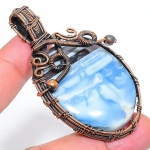 Natural Owyhee Opal Gemstone Handmade Copper Wire Wrap Pendant 2.64 w3b58