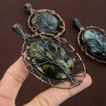 Natural Labradorite Gemstone Handmade Copper Wire Wrap Pendant 3.86 a7v71