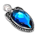 Natural London Blue Topaz Gemstone 925 Sterling Silver Pendant 2.44 u7b95