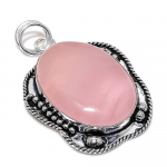 Natural Rose Quartz Gemstone Handmade 925 Sterling Silver Pendant 2.36 a4p28