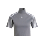 Adidas Originals triibulise logoga tikandiga kitsa l&otilde;ikega k&otilde;rge kaelusega l&uuml;hikeste varrukatega t-s&auml;rk Naiste topid Tumehall IV9322 XXS