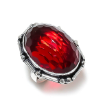 Naturaalsest Mosambiigi granaadist k&auml;sitsi valmistatud 925 h&otilde;bedast s&otilde;rmus, suurus 6, Z7i21