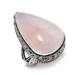 Natural Rose Quartz Gemstone Handmade 925 Sterling Silver Ring Size 7.5 m5w50