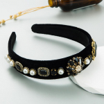 Naiste juuksepael L&auml;ikiv kristallbarokkne peapael Premium kvaliteediga juukser&otilde;ngas OneSize must