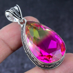 Natural Bi-Color Tourmaline Handmade 925 Sterling Silver Gift Pendant 2.17 p5m82