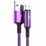 3A kiirlaadimine USB-mikrokaabli andmekaabli laadija juhe Samsung Xiaomi telefoni tarvikud LED indikaatori USB-kaabel 2M lilla