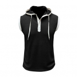 Meeste lihaseline kapuuts reguleeritavate n&ouml;&ouml;ridega n&ouml;&ouml;pidega kaelusega kapuutsiga varrukateta lapiga v&auml;rviline spordivest t&auml;navar&otilde;ivad 3XL valge