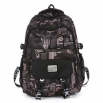 Suure mahutavusega seljakott, tr&uuml;kitud meeste koolikott, arvutikott must