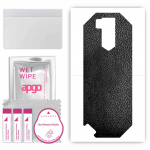 apgo Protective Skin Sticker for the back compatible with Ulefone Armor X5 Pro, Wrap Film, Foil, Vinyl - Pattern Black Leather