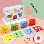 Cube Face Change Ehitusklotsid lauam&auml;ng Puidust pusle Montessori ilme Puidust klotsid Blood lastele Lastele M&auml;nguasjad Kingitus