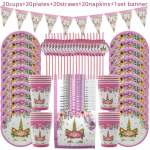 &Uuml;kssarviku kaunistus S&uuml;nnip&auml;evapeokaunistus Lastele &Uuml;kssarvik &Uuml;hekordsete lauan&otilde;ude komplekt Unicornio Baby Shower T&uuml;druku s&uuml;nnip&auml;evapeotarbed 20 guests set