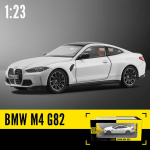1/23 Scale BMW M4 G82 sulamist automudel Diecast Car Sound Light Auto Lovers Collection Lastele S&uuml;nnip&auml;evakingitus Metallist poistele m&auml;nguasjad 1/23-Size:20*8.8*6cm valge