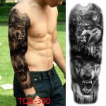 1 tk 480*170 mm ajutise t&auml;toveeringuga varrukad meestele naistele &uuml;lisuur kompassiga hundipea silm v&otilde;ltsl&otilde;vi jumala sulet&auml;toveering T&auml;isk&auml;e t&auml;toveeringuga kleebis TQB-300