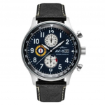 AVI-8 Hawker Hurricane Classic Chronograph Midnight Black nahkrihm, sinine numbrilauaga kvarts AV-4011-0I meeste k&auml;ekell sinine