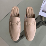 Luksuslik Disainpandlaga Naiste Mules Sandaalid Lamedad Vabaaja Loaferid Kinniseise Otsaga Mokassiinid Moodsad Mugavad PU Nahast Slaidid Kingad Kevad 41 aprikoosi