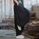 Naiste vintage ramie p&uuml;ksid &uuml;hev&auml;rvilised lahtised ramie p&uuml;ksid vedruga elastsed v&ouml;&ouml;taskud naiste pikad p&uuml;ksid One Size must