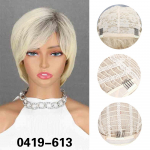 MISS WIG S&uuml;nteetilised l&uuml;hikesed s&uuml;nteetilised naturaalsed sirgete juustega parukad Tumedate juurtega valge blond parukas naistele Igap&auml;evane kuumakindel kiud 30cm