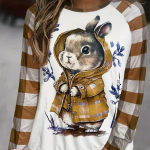 Topid naistele 3D J&otilde;uluj&auml;nes Print &Uuml;mara kaelusega pikkade varrukatega T-s&auml;rk S&uuml;gisel Casual Slim Pullover Naiste pikkade varrukatega top XS lilla