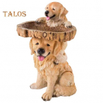 Aiakoera skulptuur, mida on lihtne teisaldada, seisev lindude toitja linnuvann veekindel mini aiakujud. kaunistus muruaia sisekujunduseks pruun