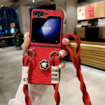 Crossbody nahast lilleline telefoni&uuml;mbris Samsung Galaxy Z Flip 6 5 4 3 Flip6 Flip5 Flip4 Flip3 5G k&otilde;vakesta p&otilde;rutuskindel kate Galaxy Z Flip5 punane