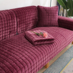 Sametine diivanikate Universaalne ruuduline pl&uuml;&uuml;s, libisemiskindel paksendatud elutoa diivani kate Soe flanellist diivanipadi k&auml;etugi seljar&auml;tik 45x45 pillowcase1Pc veini