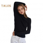 Naiste kudumine p&otilde;hjaga s&auml;rk, poolk&otilde;rge krae, pikkade varrukatega &uuml;hev&auml;rviline Slim Fit &uuml;laosa, soonik, soe kudum sinine