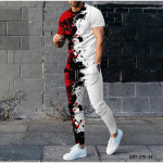 Punktiline graffiti muster 3D printimine mood l&uuml;hikeste varrukatega T-s&auml;rk ja p&uuml;ksid kaheosaline meeste r&otilde;ivakomplekt L