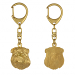 Griffon Bruxellois, Brussels Griffon - Gilded key ring with dog in gift box, handbag decoration, luxury accessory by Art-Dog brand