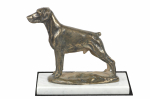 Dobermann, Doberman Pinscher, Dobie II - dog figurine, statue on white marble, trophy for Art-Dog dog show exhibition