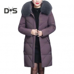 Talvine naiste puuvillane jope karvase kapuutsiga kaelakaitsega, suures suuruses taskud keskmise pikkusega t&otilde;mblukuga, polsterdatud mantel &uuml;hev&auml;rviline tuulekindel v&auml;lir&otilde;ivas Parka XXL punane